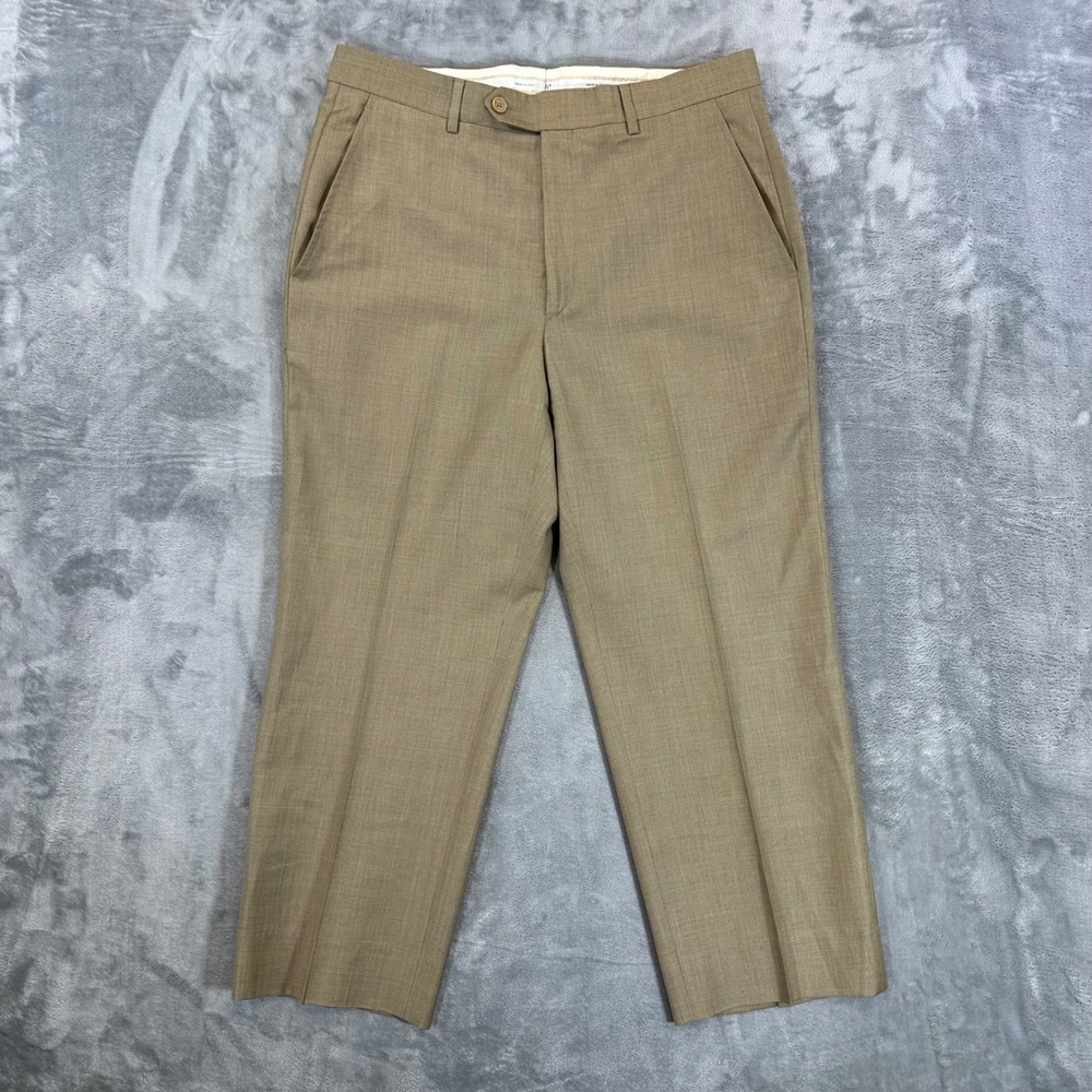 Santorelli Romeo Luxury Serge Wool Dress Pants Men's Size 33x26 Tan